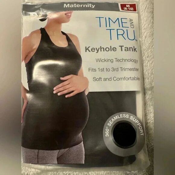 Time and Tru Maternity Keyhole Tank Top | Size M | Black - Picture 1 of 2